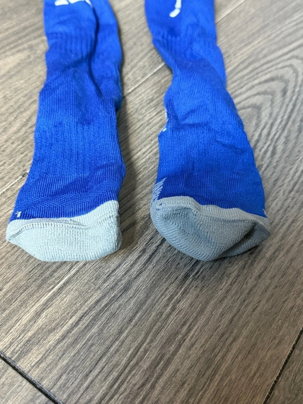 adidas Blue Athletic Kids Soccer Socks with White Stripes